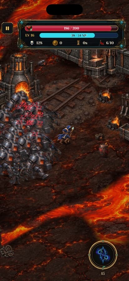 Rift Mage facing a horde in the Molten Forge
